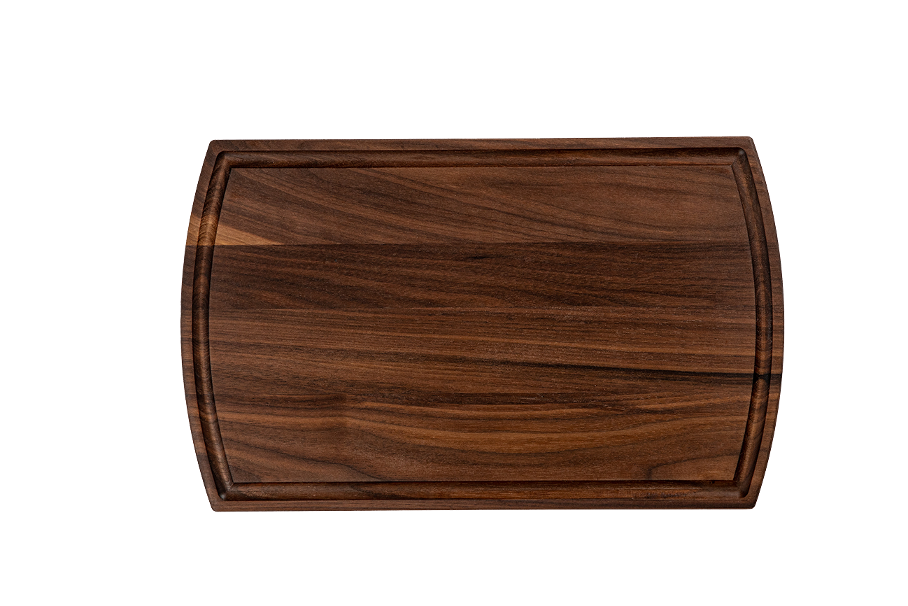a reversible chop chop walnut wood cutting board with juice groove made in quebec made in canada