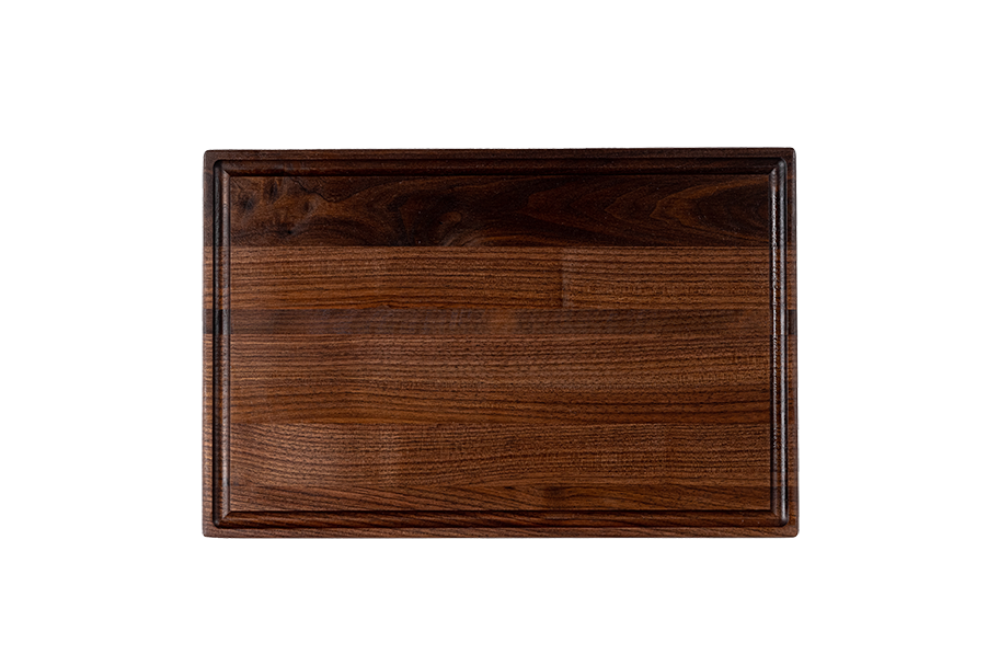 a reversible chop chop walnut wood cutting board with juice groove made in quebec made in canada