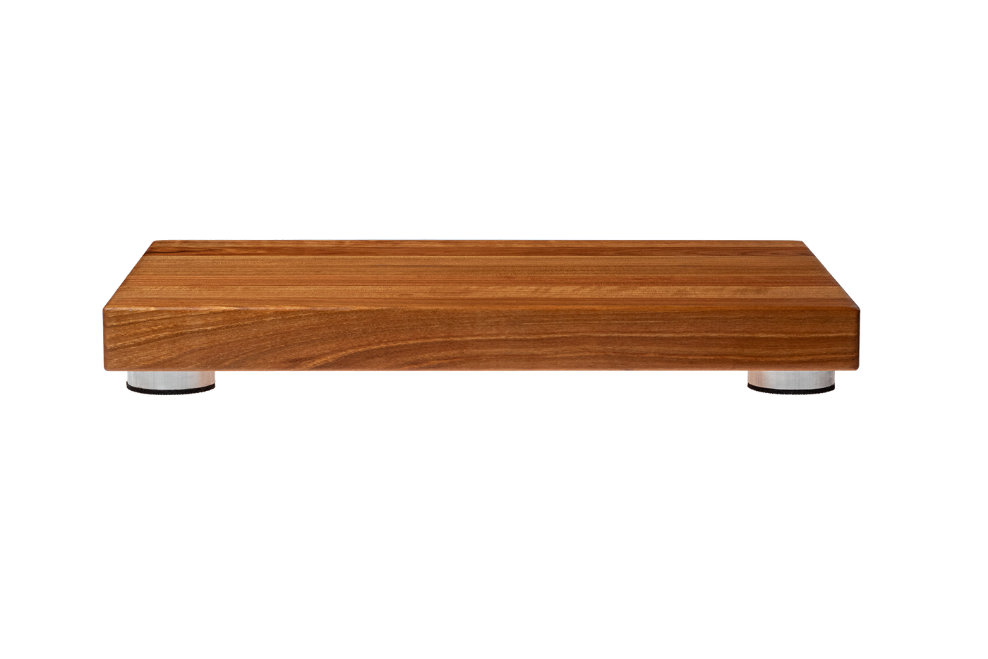 Cutting Board with Brushed Aluminium Stabilizers. 19'' Length, 1-1/2'' Height. (Flat Grain)