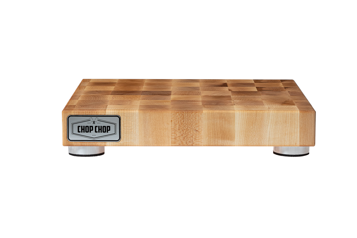 Butcher Block with Aluminium Brushed Stabilizers (End Grain)