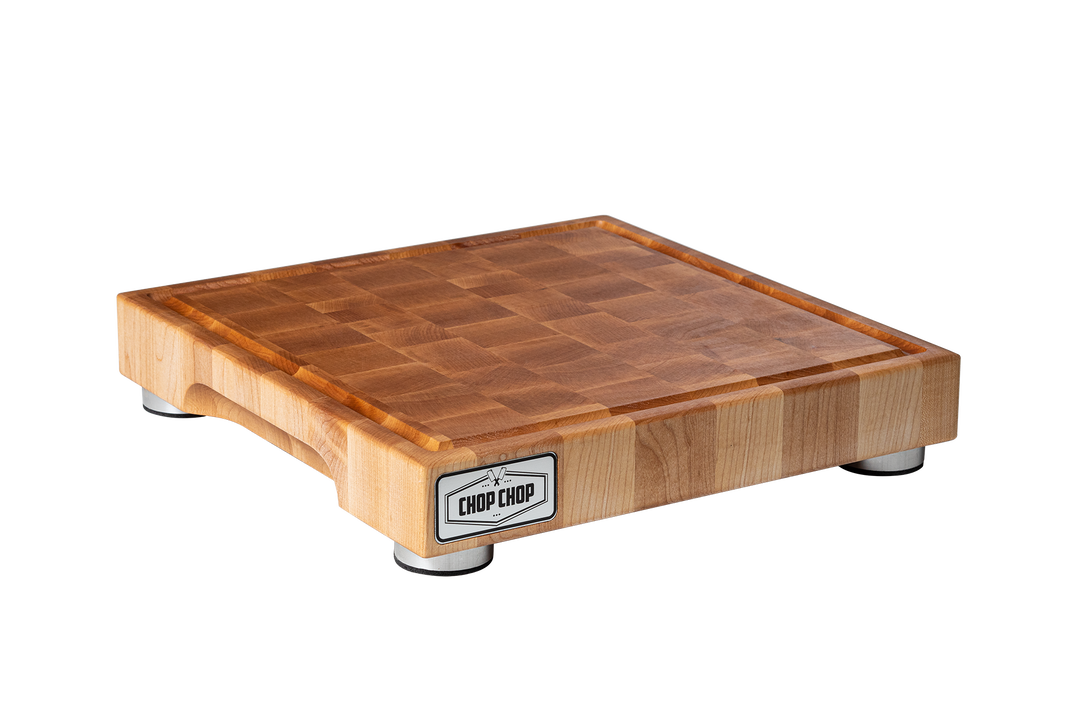 Butcher Butcher  Butcher Block with Brushed Aluminium Stabilizers and Juice Groove